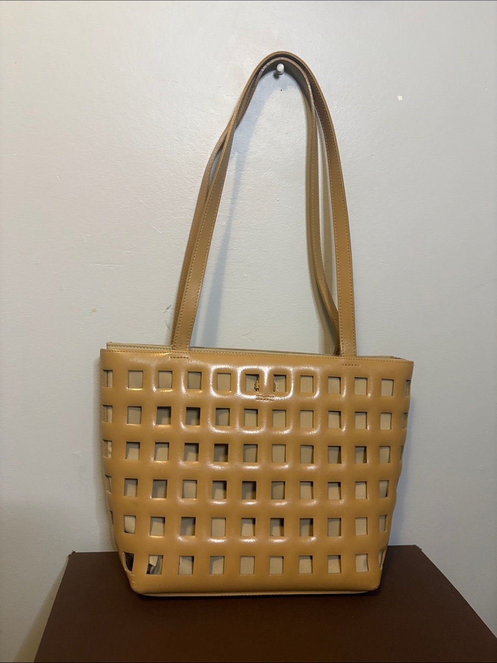 Holt Renfrew Camel Cage Tote retailed for $275
